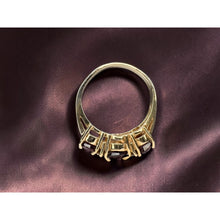 Load image into Gallery viewer, 10K Gold Natural Indian Garnet & Diamond Ring 2cttw Three Stone Ring Size 4.5