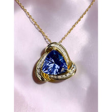 Load image into Gallery viewer, VINTAGE 10K Gold Trillion Tanzanite & Diamond Necklace 3 Carat T.W. - 20" -3.9g