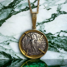 Load image into Gallery viewer, Roman Coin Necklace - 14K Yellow Gold Bezel Set Ancient Silver Emperor Commodus Pendant - 177-192 AD - 18 Inch Chain Antique Fine Jewelry