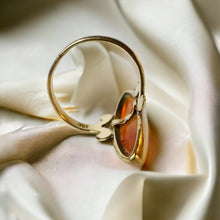 Load image into Gallery viewer, Banded Agate Navette Ring - Antique Victorian 10K Yellow Gold Orange Banded Agate Bezel Set - Circa 1900 - Size 4.25 - 2.7g Fine Jewelry