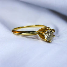 Load image into Gallery viewer, Diamond Solitaire Ring - 14K Yellow Gold 1/3 CT Round Cut Natural Diamond 4.1mm Prong Set - Size 6.25 Polished Engagement Fine Jewelry
