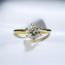 Load image into Gallery viewer, Diamond Solitaire Ring - 14K Yellow Gold 1/3 CT Round Cut Natural Diamond 4.1mm Prong Set - Size 6.25 Polished Engagement Fine Jewelry