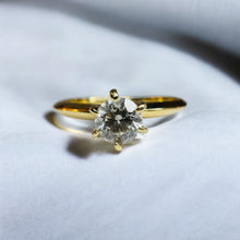 Load image into Gallery viewer, Diamond Solitaire Ring - 14K Yellow Gold 1/3 CT Round Cut Natural Diamond 4.1mm Prong Set - Size 6.25 Polished Engagement Fine Jewelry