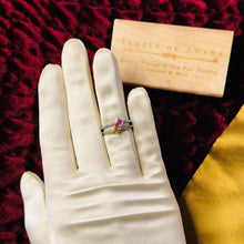 Load image into Gallery viewer, 14K White Gold Pink & Yellow Sapphire Diamond Ring Natural Sapphire Toi et Moi Ring | Size 5 | Two Stone Fine Jewelry Ring | Estate Vintage romantic engagement ring alternative engagement rings mothers day gift christmas gift