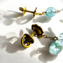 Load image into Gallery viewer, rt Nouveau Apatite Dangle Earrings - Antique Victorian 10K Yellow Gold Flower Finding Apatite Bead Drops - Circa 1894 - 5.3g Fine Jewelry
