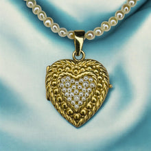Load image into Gallery viewer, Seed Pearl Heart Locket Necklace - Antique Victorian 10K Gold Cluster Seed Pearls - 19 Inch Pearl Chain - 12.8g Estate Fine Jewelry