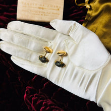 Load image into Gallery viewer, Victorian Scarab Beetle Cufflinks - Antique 9K-10K Rose Gold Natural Egyptian Scarab Cufflinks 24mm - 6.2g Estate Collector Fine Jewelry