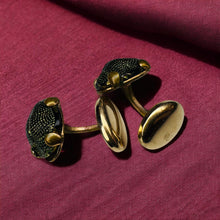 Load image into Gallery viewer, Victorian Scarab Beetle Cufflinks - Antique 9K-10K Rose Gold Natural Egyptian Scarab Cufflinks 24mm - 6.2g Estate Collector Fine Jewelry