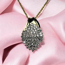 Load image into Gallery viewer, Diamond Cluster Pendant Necklace - Vintage 1970s 14K Yellow Gold Round & Baguette Cut 2ct Diamonds - 17" Chain - 6.5g Estate Fine Jewelry