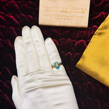 Load image into Gallery viewer, ANTIQUE- 10K Gold -Turquoise & Seed Pearl Ring -Sz 3.25- Victorian Era Western -1.8g Southwestern Cowboy Cowgirl ca.1800's Anniversary Gift