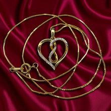 Load image into Gallery viewer, Open Heart Diamond Twist Necklace - 10K Yellow Gold Natural Round Cut 1/5 CT TW - 18 Inch Box Chain - 33 Diamonds 2.4g Romantic Fine Jewelry