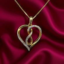 Load image into Gallery viewer, Open Heart Diamond Twist Necklace - 10K Yellow Gold Natural Round Cut 1/5 CT TW - 18 Inch Box Chain - 33 Diamonds 2.4g Romantic Fine Jewelry