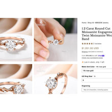 Load image into Gallery viewer, 14K Gold- Moissanite Ring- Sz 6- Rose Gold- 1.25 CT -Fairytale Engagement Ring Vine Ring Twig Ring 2.7g Fantasy Wedding Ring For Wife Fiance