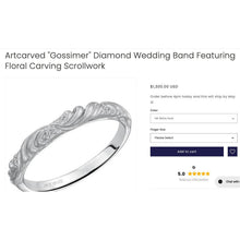 Load image into Gallery viewer, Artcarved Gossamer Diamond Bridal Set - 14K White Gold GIA Certified 1CT Floral Hand Carved - Sizes 5.5 & 6 - 6.4g Fine Jewelry