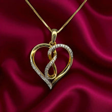 Load image into Gallery viewer, Open Heart Diamond Twist Necklace - 10K Yellow Gold Natural Round Cut 1/5 CT TW - 18 Inch Box Chain - 33 Diamonds 2.4g Romantic Fine Jewelry