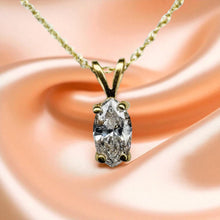 Load image into Gallery viewer, Marquise Diamond Solitaire Necklace - 14K Yellow Gold Natural Earth Mined 0.40CT Pendant - 18 Inch Chain - 1g Timeless Estate Fine Jewelry