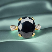 Load image into Gallery viewer, Blue Sapphire Diamond Ring - Antique Art Deco 10K Yellow Gold 2.5CT Natural Oval Sapphire With Accents - Size 6 - 1.9g Fine Jewelry