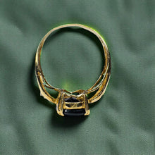 Load image into Gallery viewer, Blue Sapphire Diamond Ring - Antique Art Deco 10K Yellow Gold 2.5CT Natural Oval Sapphire With Accents - Size 6 - 1.9g Fine Jewelry