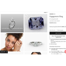 Load image into Gallery viewer, 14K Gold- Natural Violet Blue Sapphire Ring -Radiant Cut -Size 6 -James Allen Engagement Ring White Gold Lavender Sapphire Ring September