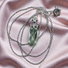 Load image into Gallery viewer, Prasiolite & Diamond Necklace - 14K White Gold Green Amethyst 3CT Emerald Cut Solitaire - 18 Inch Chain - Diamond Accents Fine Jewelry
