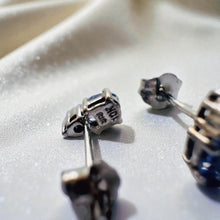 Load image into Gallery viewer, Tanzanite Diamond Earrings - 10K White Gold Oval Cut Natural 1/2cttw Dainty Studs - December Birthstone Gift for Wife Fine Jewelry