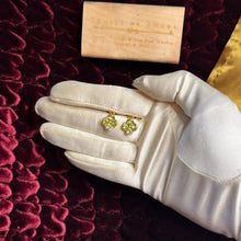 Load image into Gallery viewer, Peridot Quatrefoil Earrings - Estate 14K Yellow Gold Four Leaf Clover Flower Cluster Green Studs - 1.25ct August Birthstone Fine Jewelry