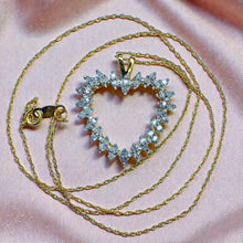 Load image into Gallery viewer, Diamond Heart Necklace - Vintage 10K Yellow Gold Halo 0.57cttw - 18 Inch 44-Stone Romantic Anniversary Push Present Fine Jewelry