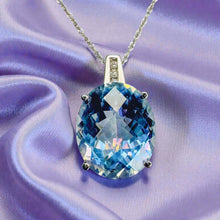 Load image into Gallery viewer, 10K White Gold LARGE Mystic Topaz & Diamond Necklace -18"- 6CTTW -Rainbow Pale Pastel Rainbow Topaz Necklace 2.7g Fairytale Fantasy Necklace