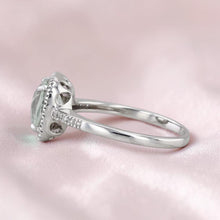 Load image into Gallery viewer, Aquamarine Diamond Halo Ring - Estate 14K White Gold Oval Cushion Cut - Size 7 - 2cttw 585 Gold Engagement Anniversary Wedding Fine Jewelry