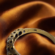 Load image into Gallery viewer, Sapphire Ring - Antique Victorian 14K Yellow Gold Five Stone Half Hoop - Size 6.5 Circa 1880s 1.25ct Natural Blue Sapphire Blue Fine Jewelry
