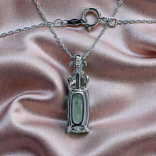 Load image into Gallery viewer, Prasiolite & Diamond Necklace - 14K White Gold Green Amethyst 3CT Emerald Cut Solitaire - 18 Inch Chain - Diamond Accents Fine Jewelry