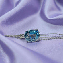 Load image into Gallery viewer, Mystic Topaz Diamond Necklace - 10K White Gold Large 6ct Oval Pastel Rainbow Neptune Topaz - 18 Inch 2.7g Fairytale Fantasy Fine Jewelry