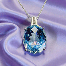 Load image into Gallery viewer, Mystic Topaz Diamond Necklace - 10K White Gold Large 6ct Oval Pastel Rainbow Neptune Topaz - 18 Inch 2.7g Fairytale Fantasy Fine Jewelry