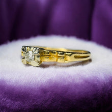 Load image into Gallery viewer, Old Mine Cut Diamond Ring - Antique Edwardian 14K Gold Solitaire - Size 9.5 - Circa 1910 Handmade Engagement Wedding Fine Jewelry