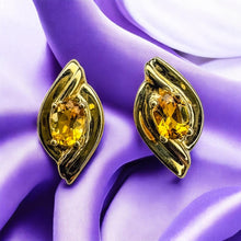 Load image into Gallery viewer, Citrine Stud Earrings - Vintage 14K Yellow Gold Natural Oval Cut 1/3ct - November Birthstone Dainty Anniversary Prong Set Fine Jewelry