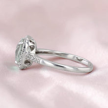 Load image into Gallery viewer, Aquamarine Diamond Halo Ring - Estate 14K White Gold Oval Cushion Cut - Size 7 - 2cttw 585 Gold Engagement Anniversary Wedding Fine Jewelry