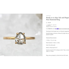 Load image into Gallery viewer, Salt And Pepper Pear Diamond Ring - 14K Yellow Gold .35-.40CT Icy Fantasy Cut Natural Earth Mined Diamond Solitaire - Size 5 Fine Jewelry