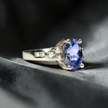 Load image into Gallery viewer, Natural Tanzanite Diamond Ring 14K White Gold | 1cttw Oval Tanzanite Ring | December Birthstone | Engagement Ring | Fine Jewelry