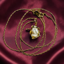 Load image into Gallery viewer, Antique- 14K Gold -Baroque Pearl Necklace 17" Brutalist Freeform Art Nouveau 1.6g Tennessee Pearl Keshi Pearl 585 Gold Mothers Day Gift