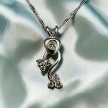 Load image into Gallery viewer, Diamond Heart Necklace - 14K White Gold Dainty Pendant 7 Natural Round Cut Diamonds 1/4 CTTW - 16 Inch Chain - 2.1g Romantic Fine Jewelry