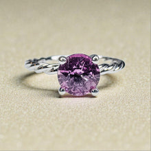 Load image into Gallery viewer, Pink Sapphire Solitaire Ring - James Allen 14K White Gold Natural 1ct Round Cut - Twisted Rope Band - Size 6 - September Estate Fine Jewelry