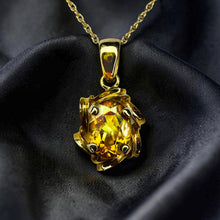 Load image into Gallery viewer, Citrine Solitaire Pendant Necklace - Estate 10K Yellow Gold Natural Oval - Circa 1990s - 18" Chain - November Birthstone Fine Jewelry