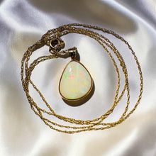 Load image into Gallery viewer, Australian Opal Pendant Necklace - Vintage 10K Yellow Gold Natural White Opal - 19" Chain - October Birthstone Estate Fine Jewelry - 1.4g
