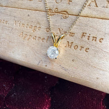 Load image into Gallery viewer, Natural Diamond Necklace in 14K Gold – 1/3CT Round Cut Solitaire – 16" Chain – April Birthstone Gift Dainty Vintage Estate Fine Jewelry