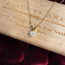Load image into Gallery viewer, Natural Diamond Necklace in 14K Gold – 1/3CT Round Cut Solitaire – 16" Chain – April Birthstone Gift Dainty Vintage Estate Fine Jewelry