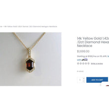 Load image into Gallery viewer, 14K Rose Gold Natural Indian Garnet & Halo Diamond Necklace- 18" -2.3g Earth Mined Garnet Necklace Anniversary Gift Wife January Birthstone