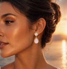 Load image into Gallery viewer, 14K Gold Natural Peruvian Pink Opal & Diamond Earrings 9.78cttw Gumball Opal Dangle Drop Earrings 6.6g October Birthstone Fine Jewelry