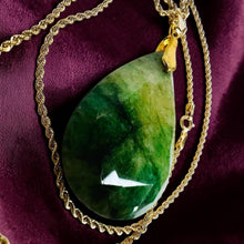 Load image into Gallery viewer, Retro South African Emerald Teardrop Necklace - 14K Yellow Gold Natural Hand Cut Faceted Estate Pendant - 20" Rope Chain - 18g Fine Jewelry