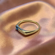Load image into Gallery viewer, 14K Gold Natural Blue Sapphire & Diamond Ring Channel Set Stacking Band Size 6 Square Cut Sapphire Birthstone Ring Modern Dainty Design 14kt