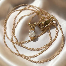 Load image into Gallery viewer, Natural Diamond Necklace in 14K Gold – 1/3CT Round Cut Solitaire – 16" Chain – April Birthstone Gift Dainty Vintage Estate Fine Jewelry